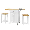 SoBuy FKW36-WN + FST29-WNx2, Extendable Kitchen Trolley with 2 Stools, Kitchen Dining/Bar Set, White