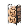 SoBuy SDA01-SCH, 2 Tiers Firewood Rack, Firewood Shelf Holder Fireplace Log Rack, Black