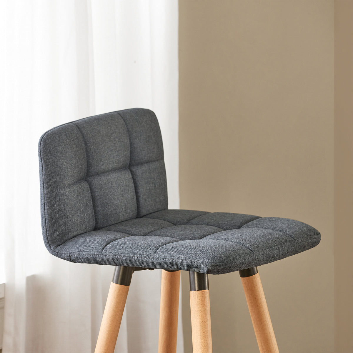 SoBuy FST50-DGx2, Set of 2 Kitchen Barstool, Bar Stool with Fabric Padded Seat, Grey
