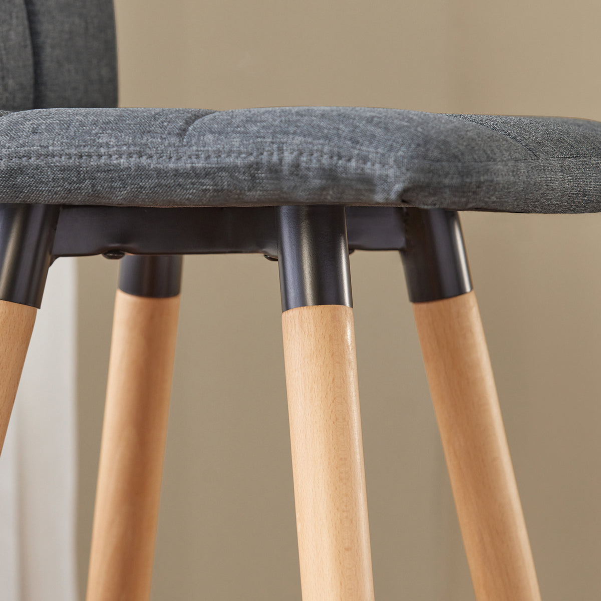SoBuy FST50-DGx2, Set of 2 Kitchen Barstool, Bar Stool with Fabric Padded Seat, Grey