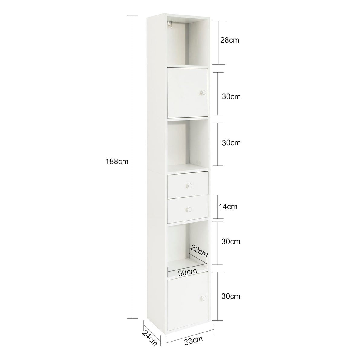 SoBuy STR10-W, Bathroom Tall Cabinet Bathroom Shelf Bathroom Storage Cabinet, White