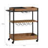 SoBuy SVW19-N, 3 Tiers Kitchen Trolley Serving Trolley with Wine Rack and Removable Tray, Wood-clearance