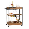SoBuy SVW19-N, 3 Tiers Kitchen Trolley Serving Trolley with Wine Rack and Removable Tray, Wood-clearance