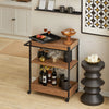 SoBuy SVW19-N, 3 Tiers Kitchen Trolley Serving Trolley with Wine Rack and Removable Tray, Wood-clearance
