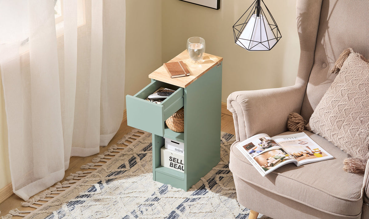 “No Space for a Bedside Table?” This Slim Storage Cabinet Might Be the Perfect Solution