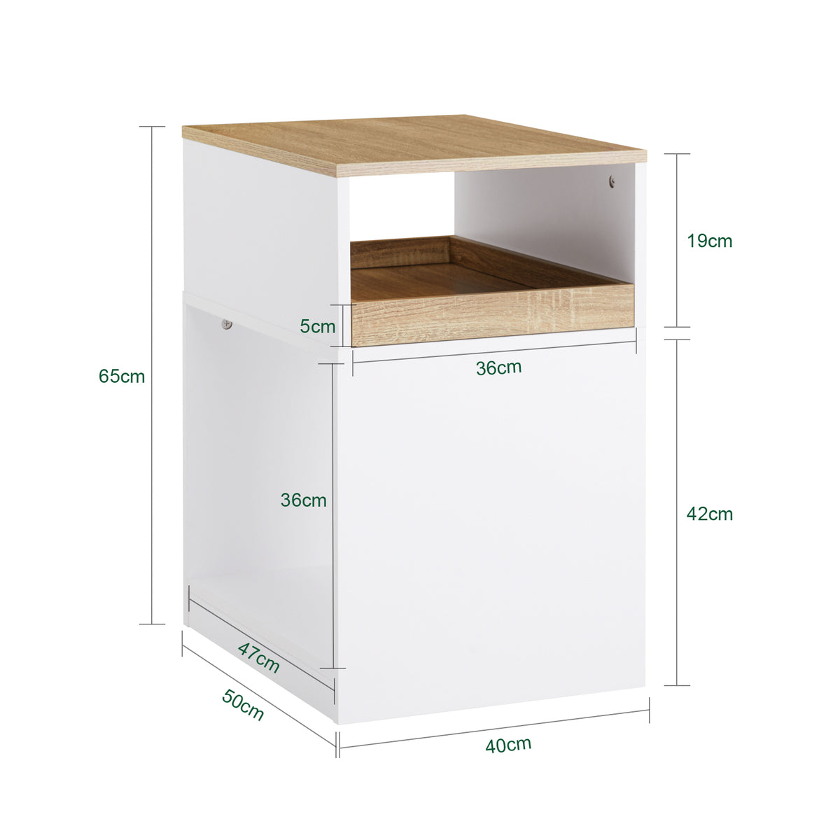 Sobuy ASK08-WN, Home Office File Cabinet Printer Stand Storage Cabinet on Wheels Side Table End Table, White and Natural