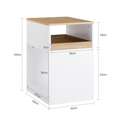 Sobuy ASK08-WN, Home Office File Cabinet Printer Stand Storage Cabinet on Wheels Side Table End Table, White and Natural