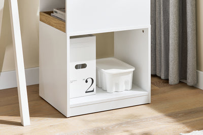 Sobuy ASK08-WN, Home Office File Cabinet Printer Stand Storage Cabinet on Wheels Side Table End Table, White and Natural