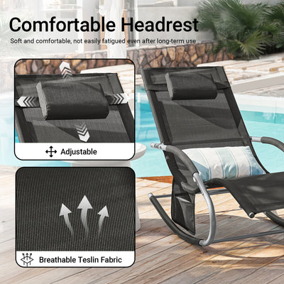 SoBuy OGS28-SCH, Outdoor Garden Rocking Sun Lounger Recliner Relaxing Chair with Headrest and Side Bag, Black