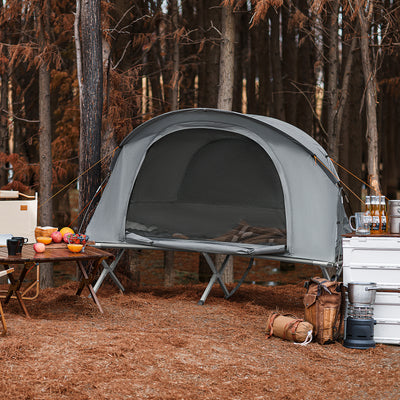 SoBuy OGS60-HG, 1 Person Camping Bed Foldable Camping Tent with Bed, Mattress, Sleeping Bag and Carrying Bag, Grey