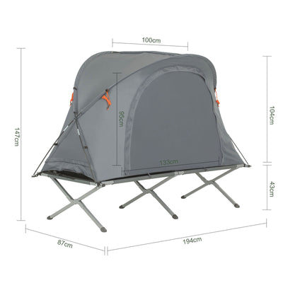 SoBuy OGS60-HG, 1 Person Camping Bed Foldable Camping Tent with Bed, Mattress, Sleeping Bag and Carrying Bag, Grey