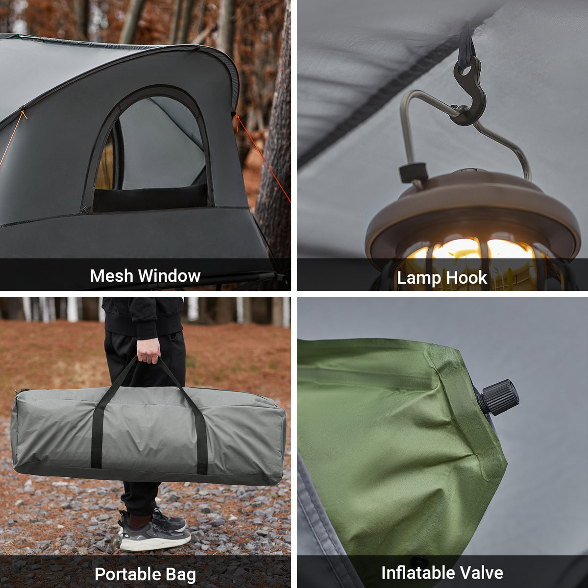 SoBuy OGS60-HG, 1 Person Camping Bed Foldable Camping Tent with Bed, Mattress, Sleeping Bag and Carrying Bag, Grey