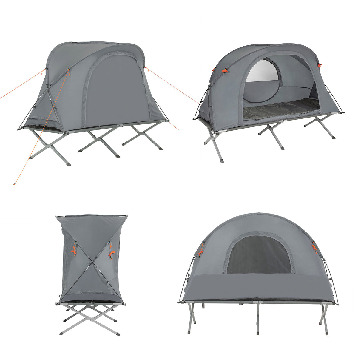 SoBuy OGS60-HG, 1 Person Camping Bed Foldable Camping Tent with Bed, Mattress, Sleeping Bag and Carrying Bag, Grey