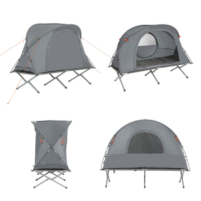 SoBuy OGS60-HG, 1 Person Camping Bed Foldable Camping Tent with Bed, Mattress, Sleeping Bag and Carrying Bag, Grey