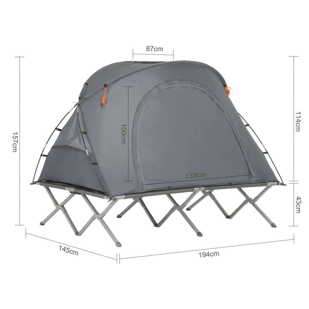 SoBuy OGS60-L-HG, 2 Person Camping Bed Foldable Camping Tent with Bed, Mattress, Sleeping Bag and Carrying Bag, Grey