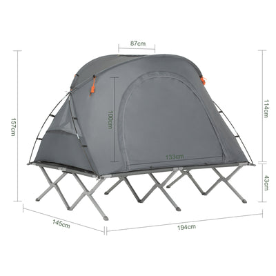 SoBuy OGS60-L-HG, 2 Person Camping Bed Foldable Camping Tent with Bed, Mattress, Sleeping Bag and Carrying Bag, Grey