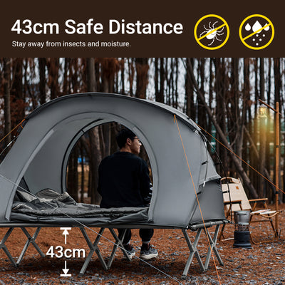 SoBuy OGS60-L-HG, 2 Person Camping Bed Foldable Camping Tent with Bed, Mattress, Sleeping Bag and Carrying Bag, Grey