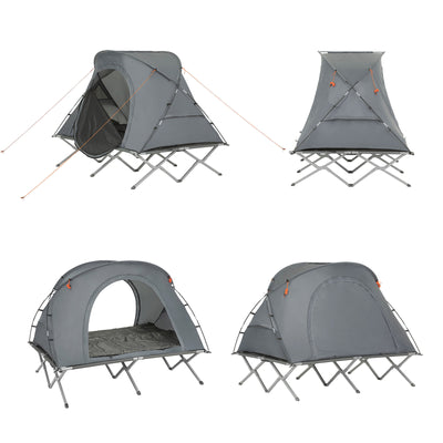 SoBuy OGS60-L-HG, 2 Person Camping Bed Foldable Camping Tent with Bed, Mattress, Sleeping Bag and Carrying Bag, Grey