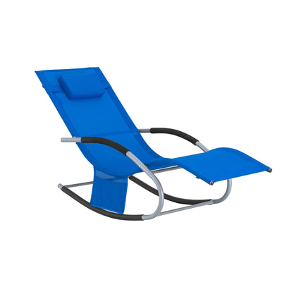 SoBuy OGS28-KB, Outdoor Garden Rocking Sun Lounger Recliner Relaxing Chair with Headrest and Side Bag, Sapphire Blue