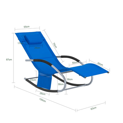 SoBuy OGS28-KB, Outdoor Garden Rocking Sun Lounger Recliner Relaxing Chair with Headrest and Side Bag, Sapphire Blue