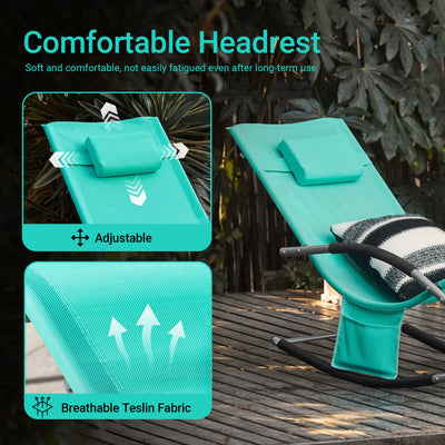 SoBuy OGS28-TB, Outdoor Garden Rocking Sun Lounger Recliner Relaxing Chair with Headrest and Side Bag, Turquoise