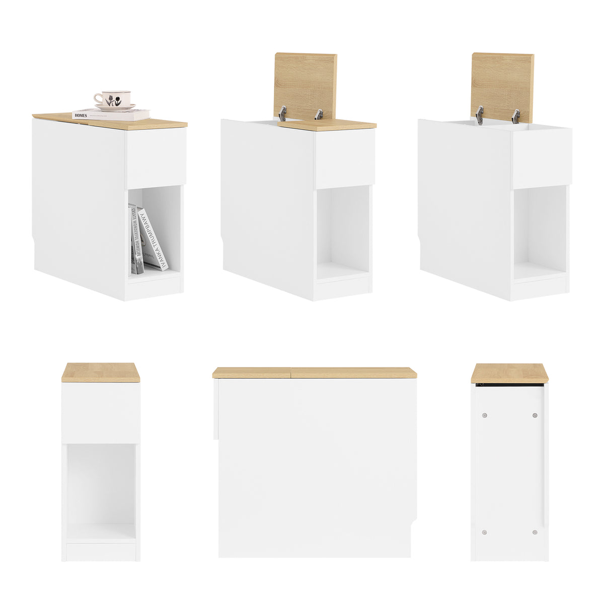 SoBuy FBT162-WN 25cm Wide Narrow Bedside Table Nightstand Side End Table White & Natural W25 x D65 x H60cm
