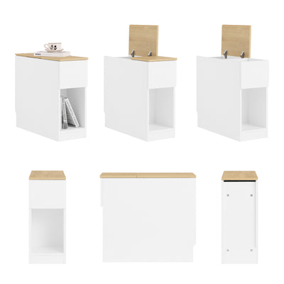 SoBuy FBT162-WN 25cm Wide Narrow Bedside Table Nightstand Side End Table White & Natural W25 x D65 x H60cm