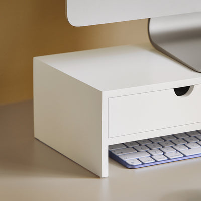 SoBuy BBF02-W, Monitor Stand Computer Screen Monitor Riser Desk Organizer, White