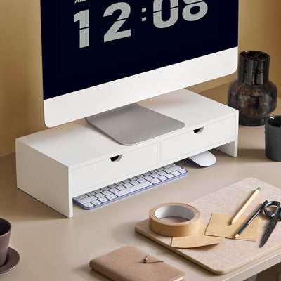 SoBuy BBF02-W, Monitor Stand Computer Screen Monitor Riser Desk Organizer, White