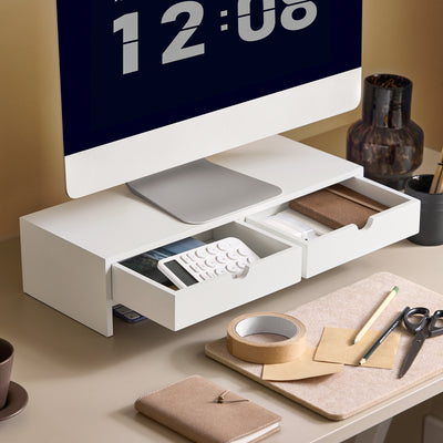 SoBuy BBF02-W, Monitor Stand Computer Screen Monitor Riser Desk Organizer, White