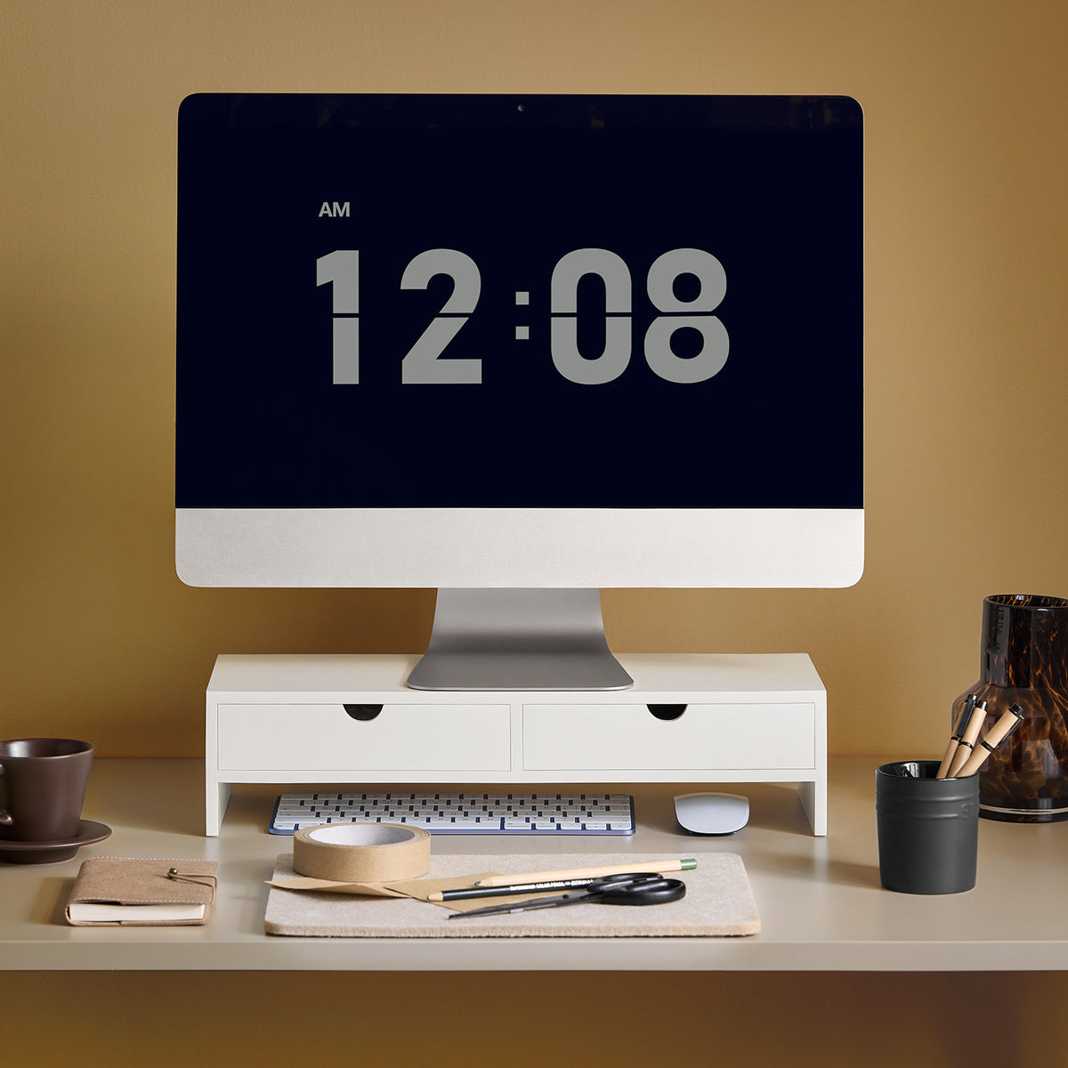 SoBuy BBF02-W, Monitor Stand Computer Screen Monitor Riser Desk Organizer, White