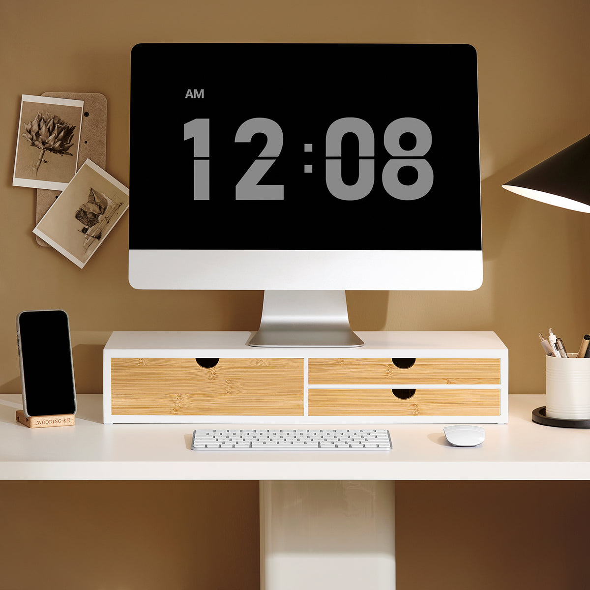 SoBuy BBF11-WN, Computer Screen Monitor Stand Monitor Riser Desk Organizer, White