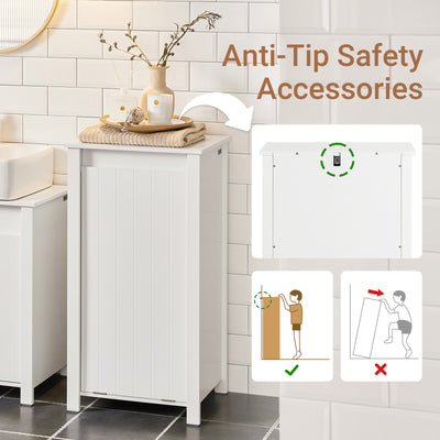 SoBuy BZR100-W laundry cabinet feature highlights – anti-tip device and moisture-resistant pads