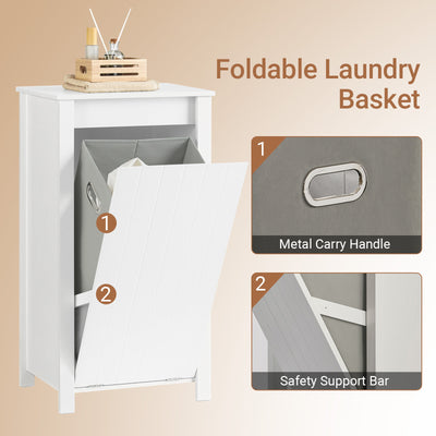 SoBuy BZR100-W bathroom laundry cabinet product overview – fold-out basket storage