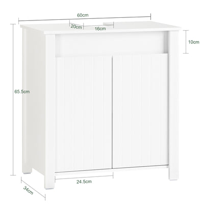 SoBuy BZR101-W, Bathroom Under Sink Cabinet – Compact Sink Cabinet with Doors, Adjustable Shelf & Pipe Cover – Small Bathroom Storage Unit, White, 60x66x34cm