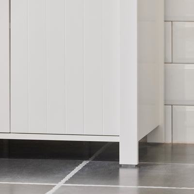 SoBuy BZR101-W, Bathroom Under Sink Cabinet – Compact Sink Cabinet with Doors, Adjustable Shelf & Pipe Cover – Small Bathroom Storage Unit, White, 60x66x34cm