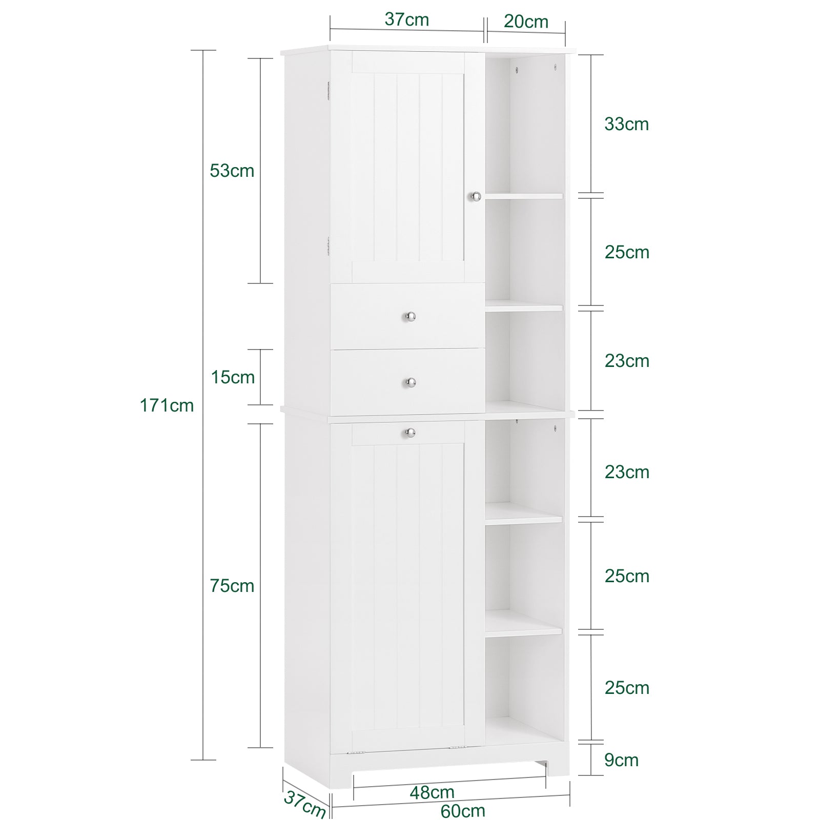 SoBuy BZR104W, Bathroom Tall Cupboard Storage with Laundry Ba