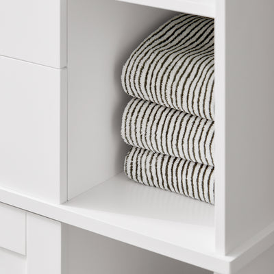 SoBuy BZR104-W, Tall Bathroom Storage Cabinet with Laundry Basket Slim Freestanding Bathroom Unit, Narrow Storage Cupboard with Shelves, Bathroom Towel Storage, White 60x37x171 cm