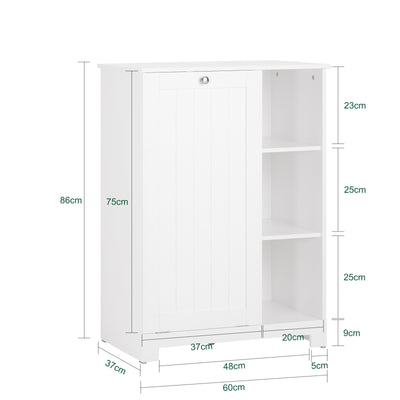 SoBuy BZR105-W, Laundry Cabinet Chest Bathroom Storage Cabinet with Laundry Basket, White