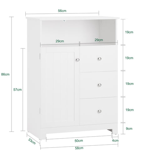 SoBuy BZR107-W, Bathroom Storage Cabinet Living Room Hallway Storage Cupboard