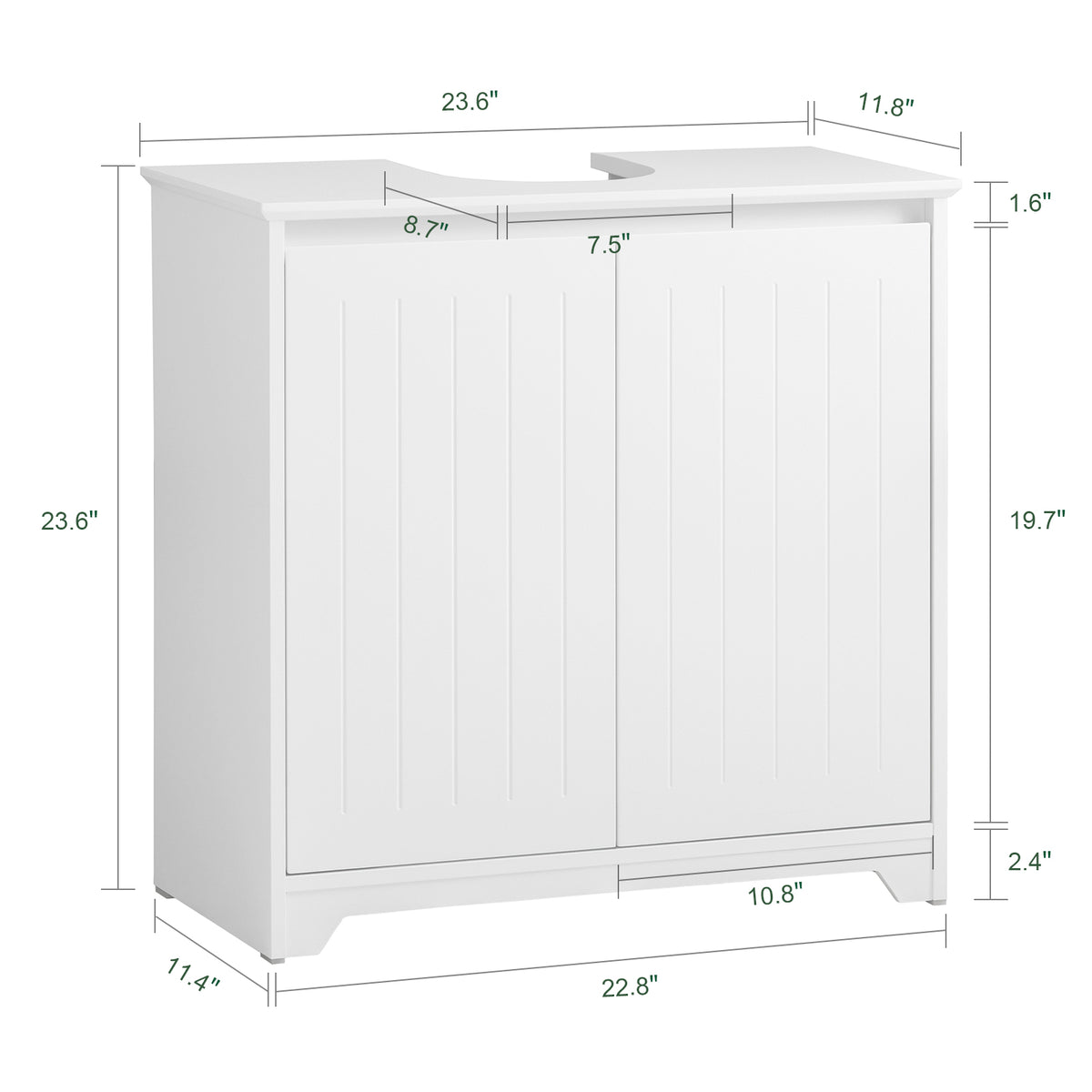 SoBuy BZR108-II-W, Under Sink Cabinet Bathroom Vanity Unit Bathroom Storage Cabinet with 2 Doors, Suitable for Pedestal Sinks, White