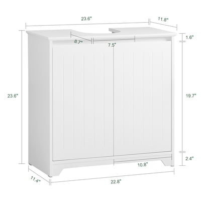 SoBuy BZR108-II-W, Under Sink Cabinet Bathroom Vanity Unit Bathroom Storage Cabinet with 2 Doors, Suitable for Pedestal Sinks, White