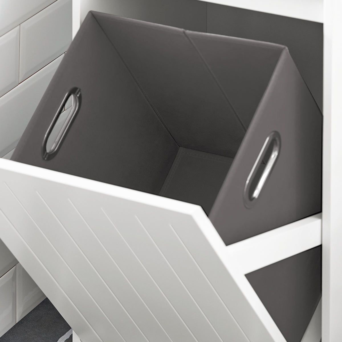 SoBuy BZR110-W, Laundry Cabinet Laundry Chest Bathroom Storage Cabinet, White