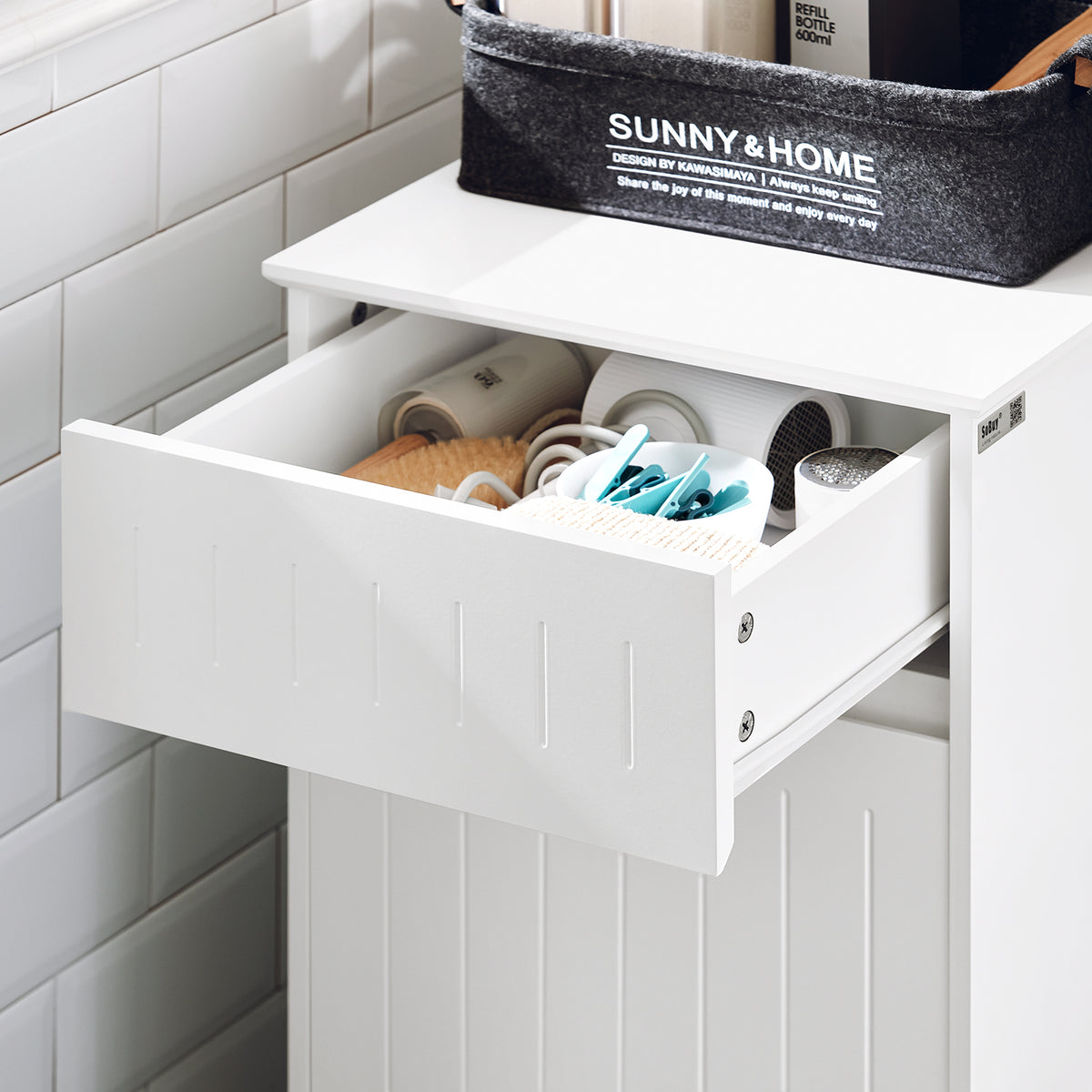 SoBuy BZR110-W, Laundry Cabinet Laundry Chest Bathroom Storage Cabinet, White