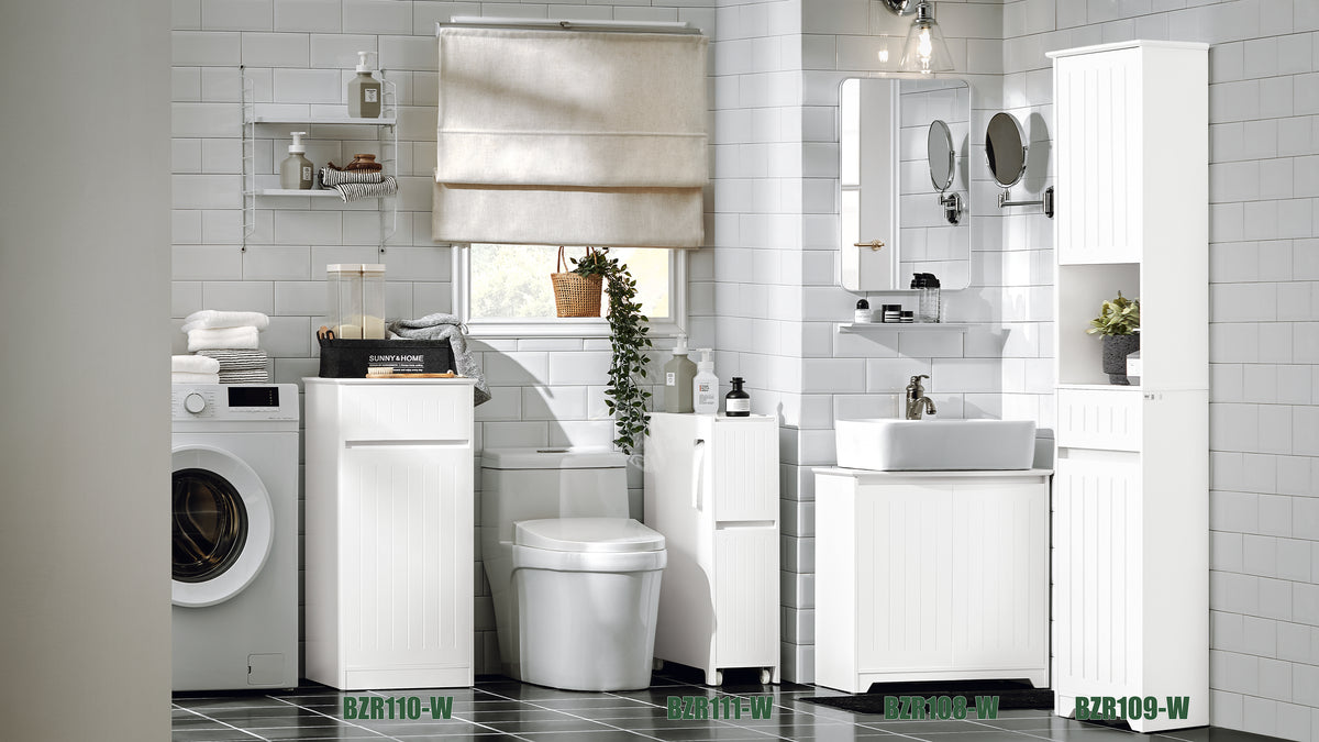 SoBuy BZR110-W, Laundry Cabinet Laundry Chest Bathroom Storage Cabinet, White
