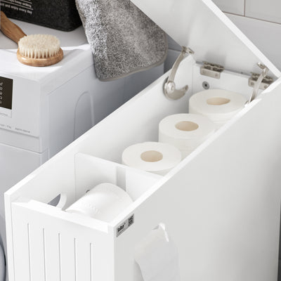 SoBuy BZR111-W, Narrow Bathroom Cabinet Storage Cabinet Toilet Paper Roll Holder, White