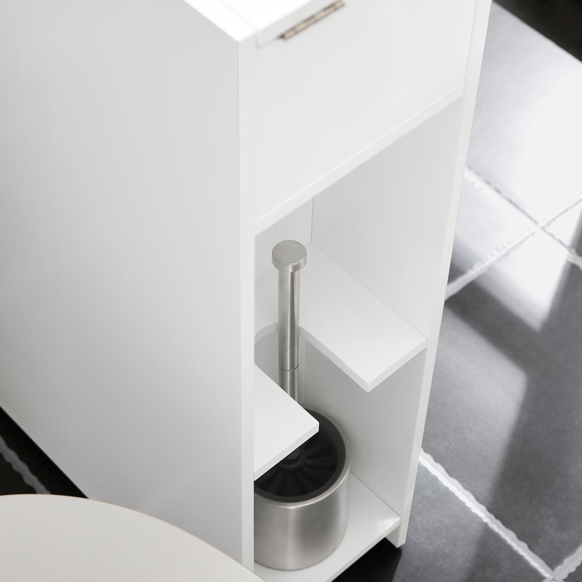 SoBuy BZR111-W, Narrow Bathroom Cabinet Storage Cabinet Toilet Paper Roll Holder, White