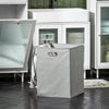 SoBuy BZR116-W, Laundry Cabinet Laundry Chest with Glass Door and Laundry Basket