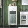 SoBuy BZR116-W, Laundry Cabinet Laundry Chest with Glass Door and Laundry Basket