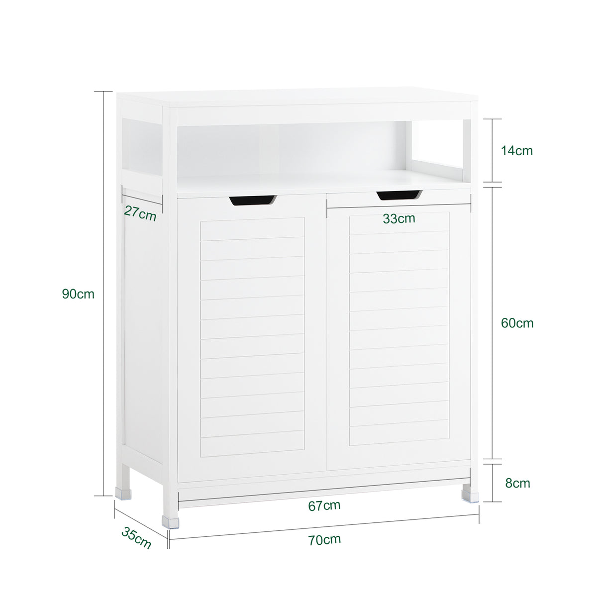 SoBuy BZR121-W, Bathroom Cabinet Bathroom Storage Cabinet Cupboard with 2 Doors, White